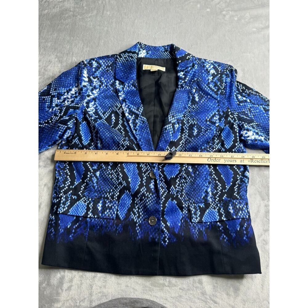 MICHAEL Michael Kors Blazer Womens 6 Black Blue Reptile Animal Print 3/4 Sleeve - Picture 7 of 10